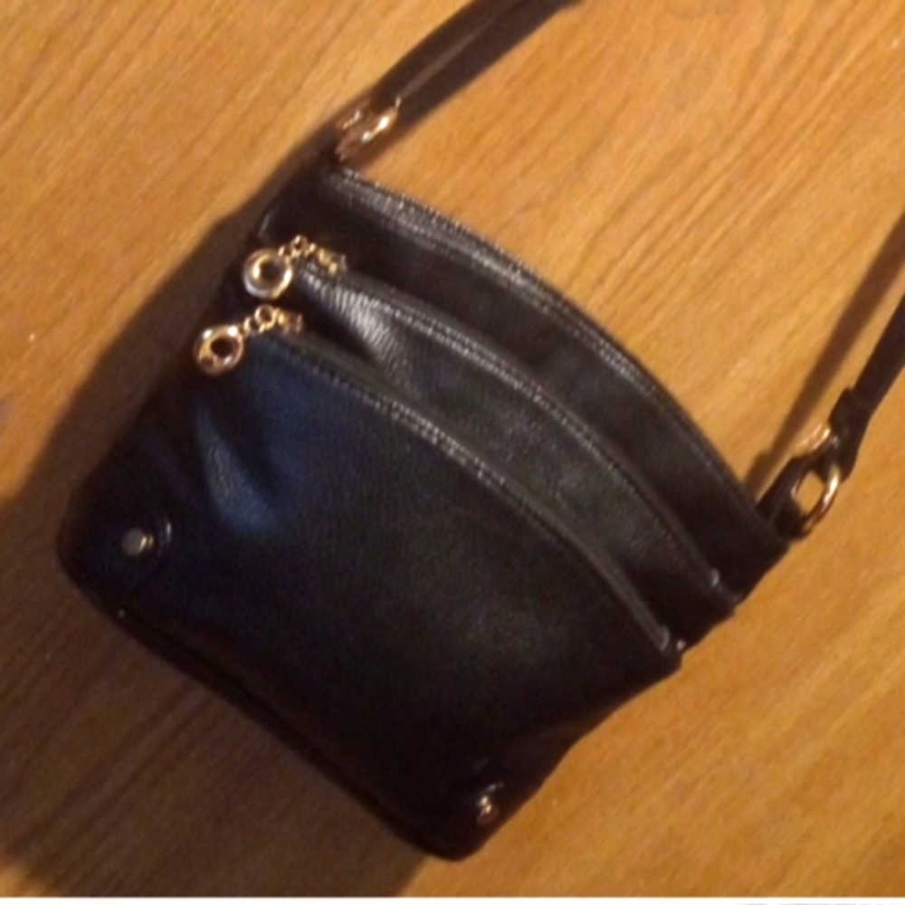 AIBKHK Black Luxe Leather W/Gold Details NEW No Tags